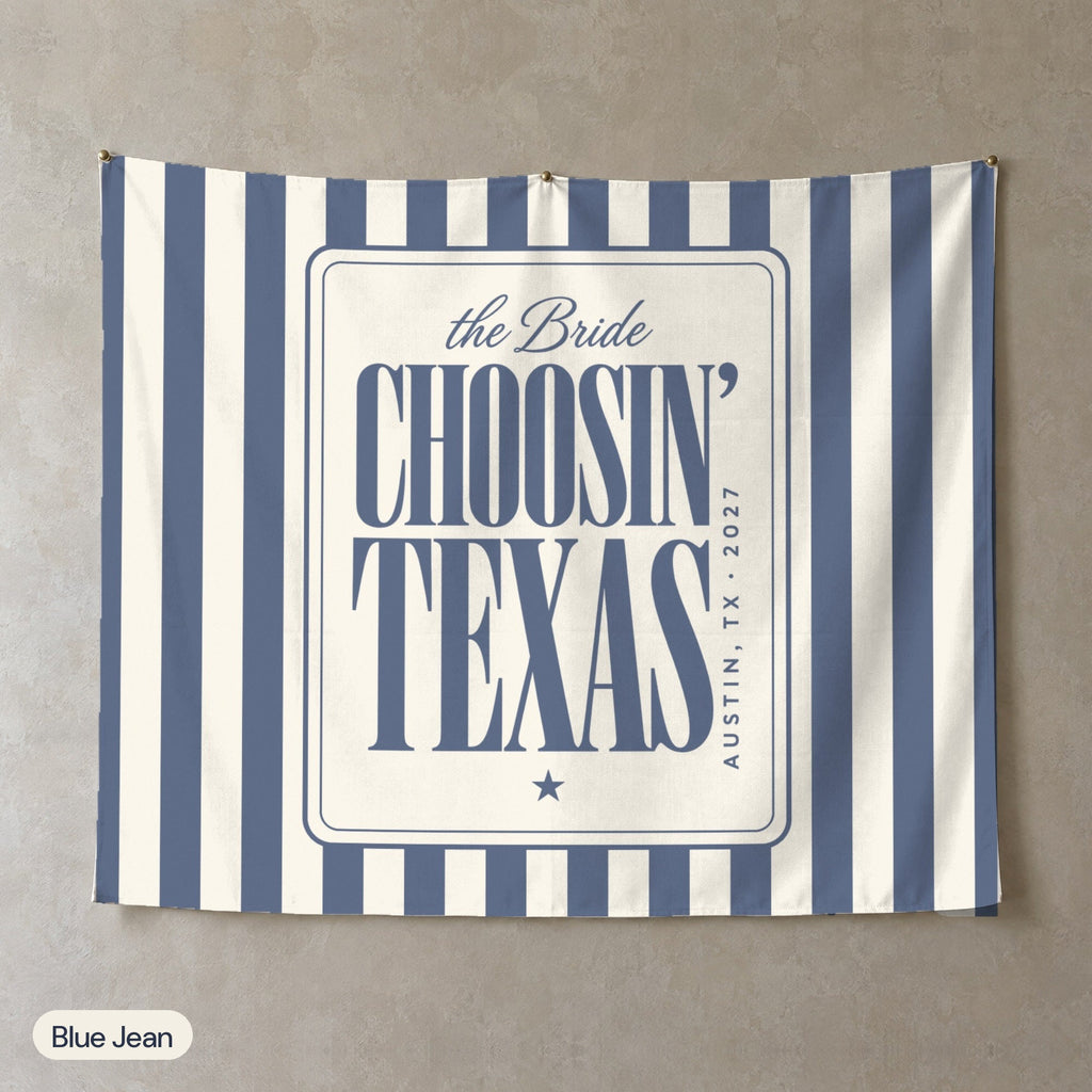 Choosin' Texas personalized wall tapestry, Blue Jean stripes