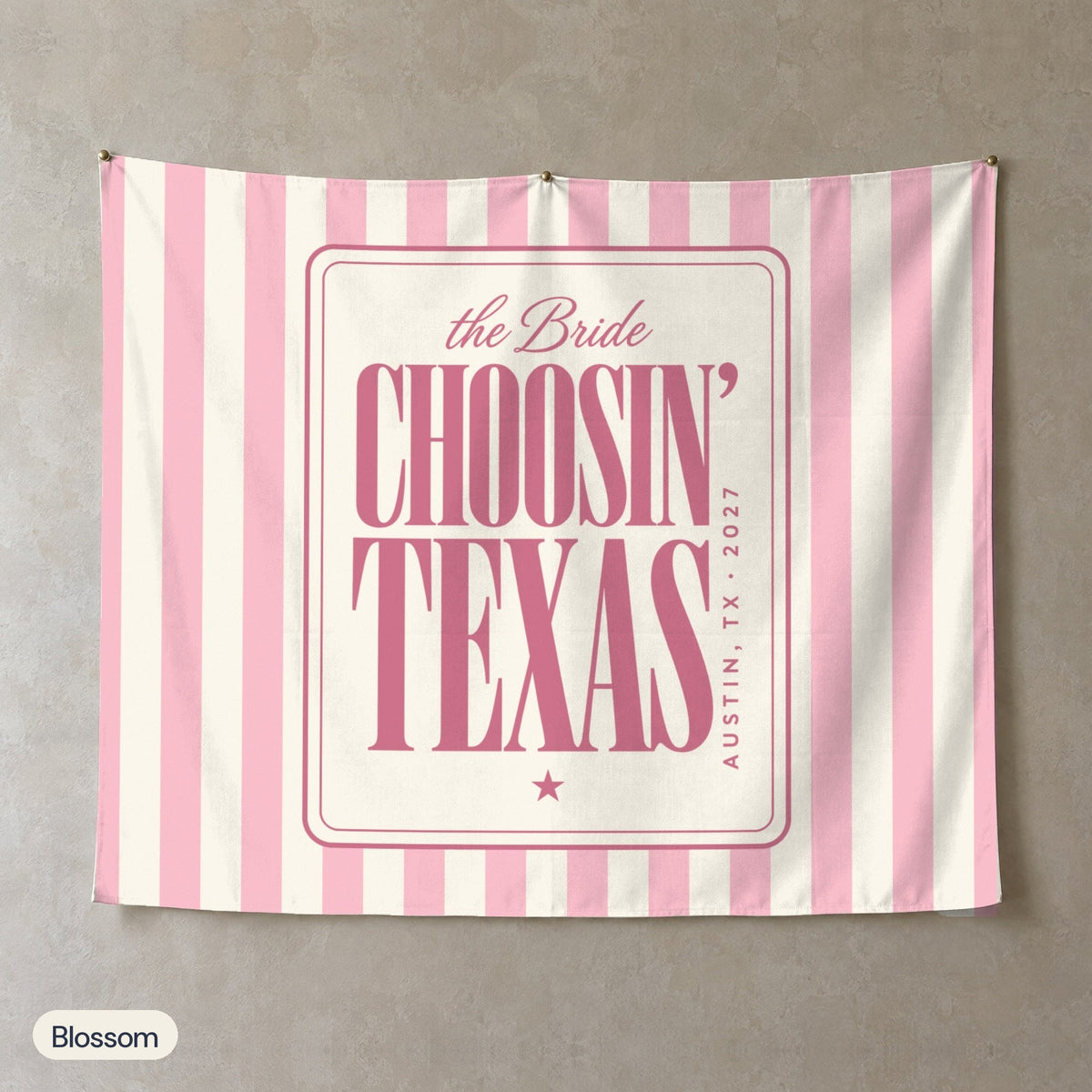 Choosin' Texas personalized wall tapestry, Blossom stripes