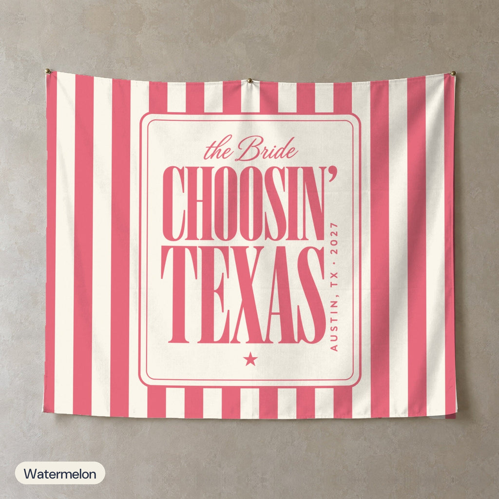 Choosin' Texas personalized wall tapestry, Watermelon stripes