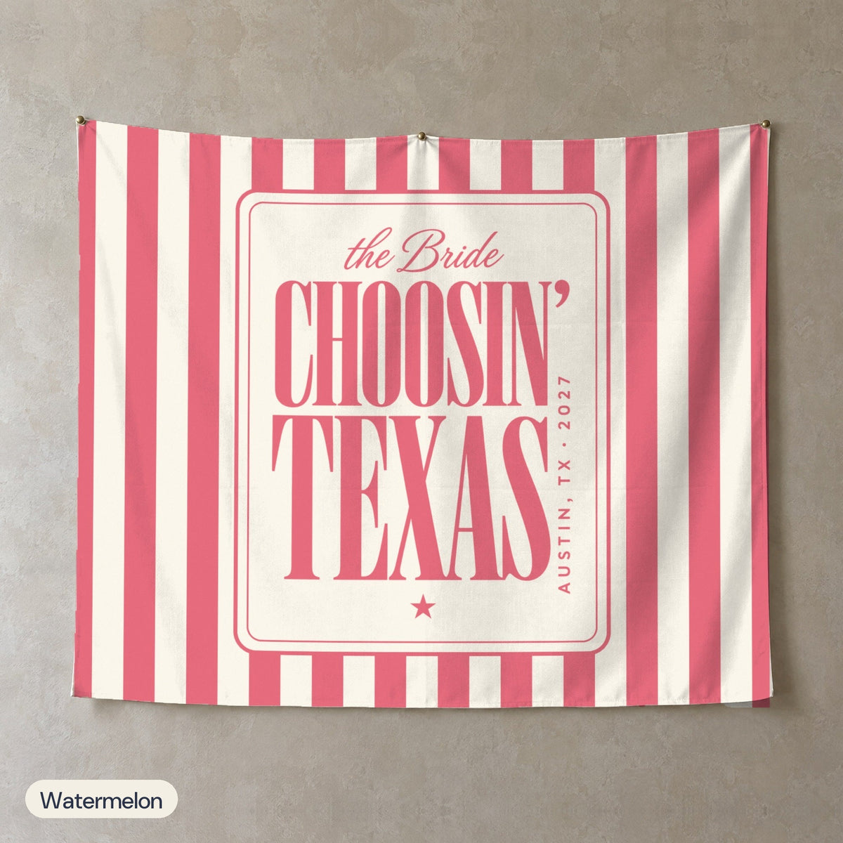 Choosin' Texas personalized wall tapestry, Watermelon stripes