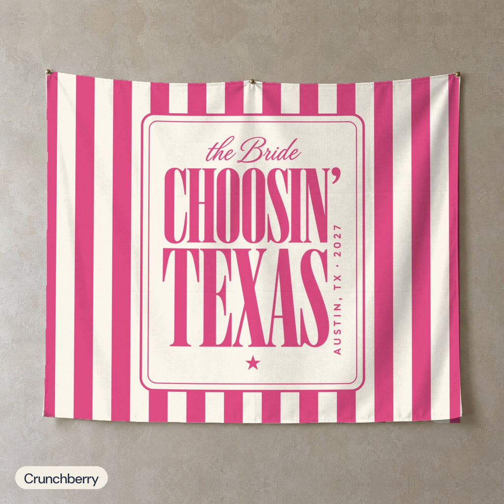 Choosin' Texas personalized wall tapestry, Crunchberry stripes