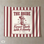 Forever Starts With A Howdy personalized wall tapestry, Chili stripes