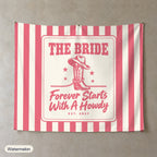 Forever Starts With A Howdy personalized wall tapestry, Watermelon stripes