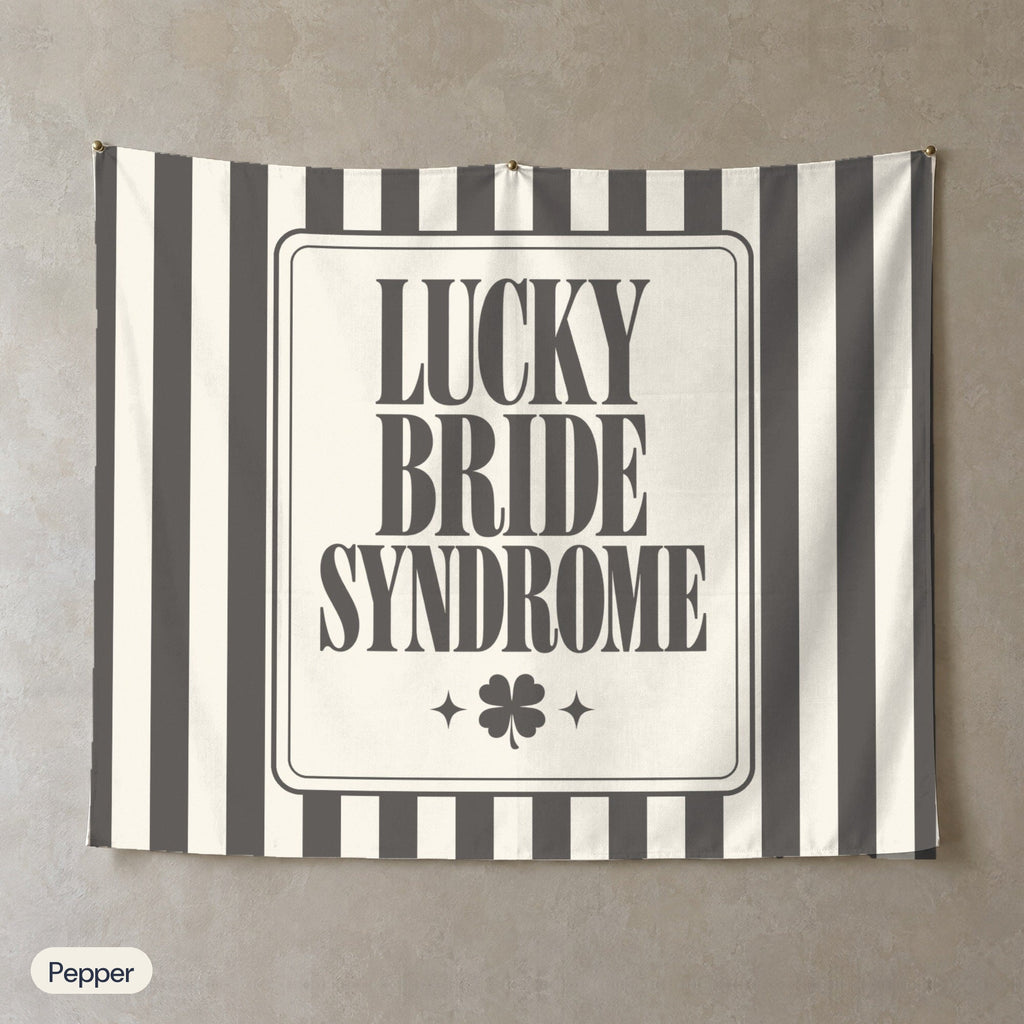 Lucky Bride Syndrome personalized wall tapestry, Pepper stripes
