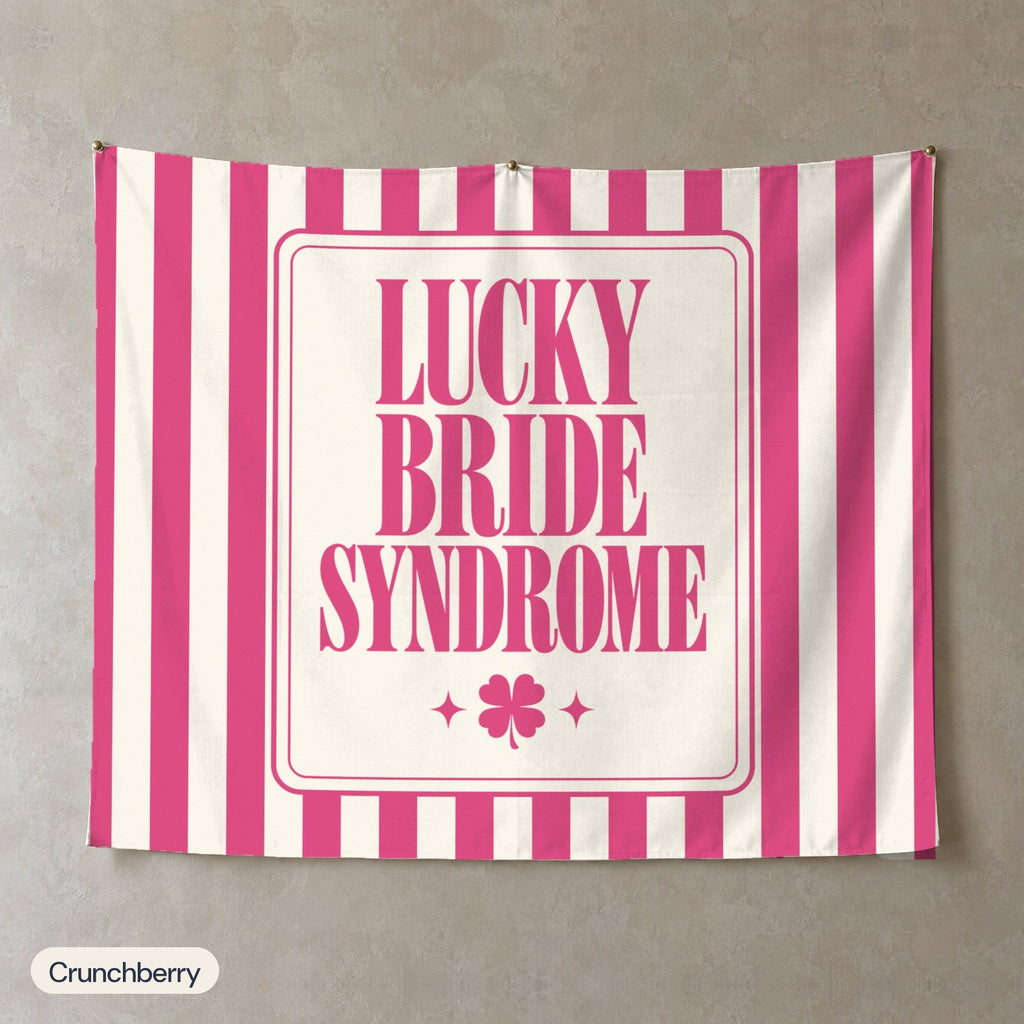 Lucky Bride Syndrome personalized wall tapestry, Crunchberry stripes