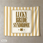 Lucky Bride Syndrome personalized wall tapestry, Mustard stripes