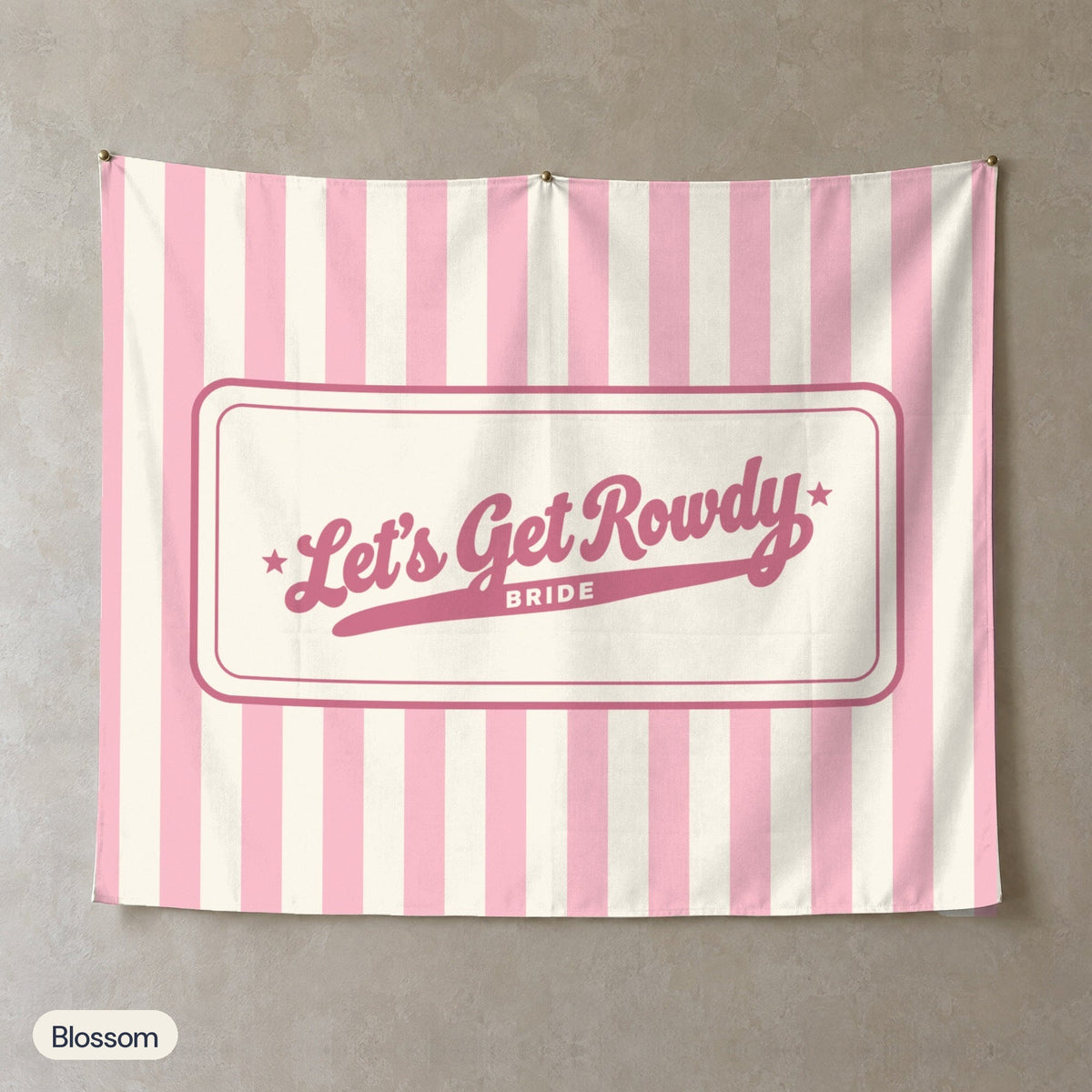 Let's Get Rowdy personalized wall tapestry, Blossom stripes