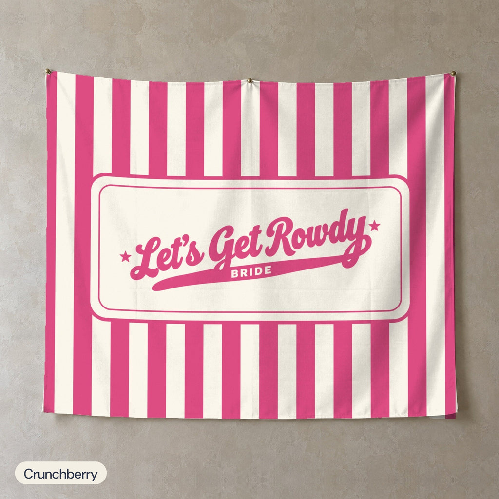 Let's Get Rowdy personalized wall tapestry, Crunchberry stripes