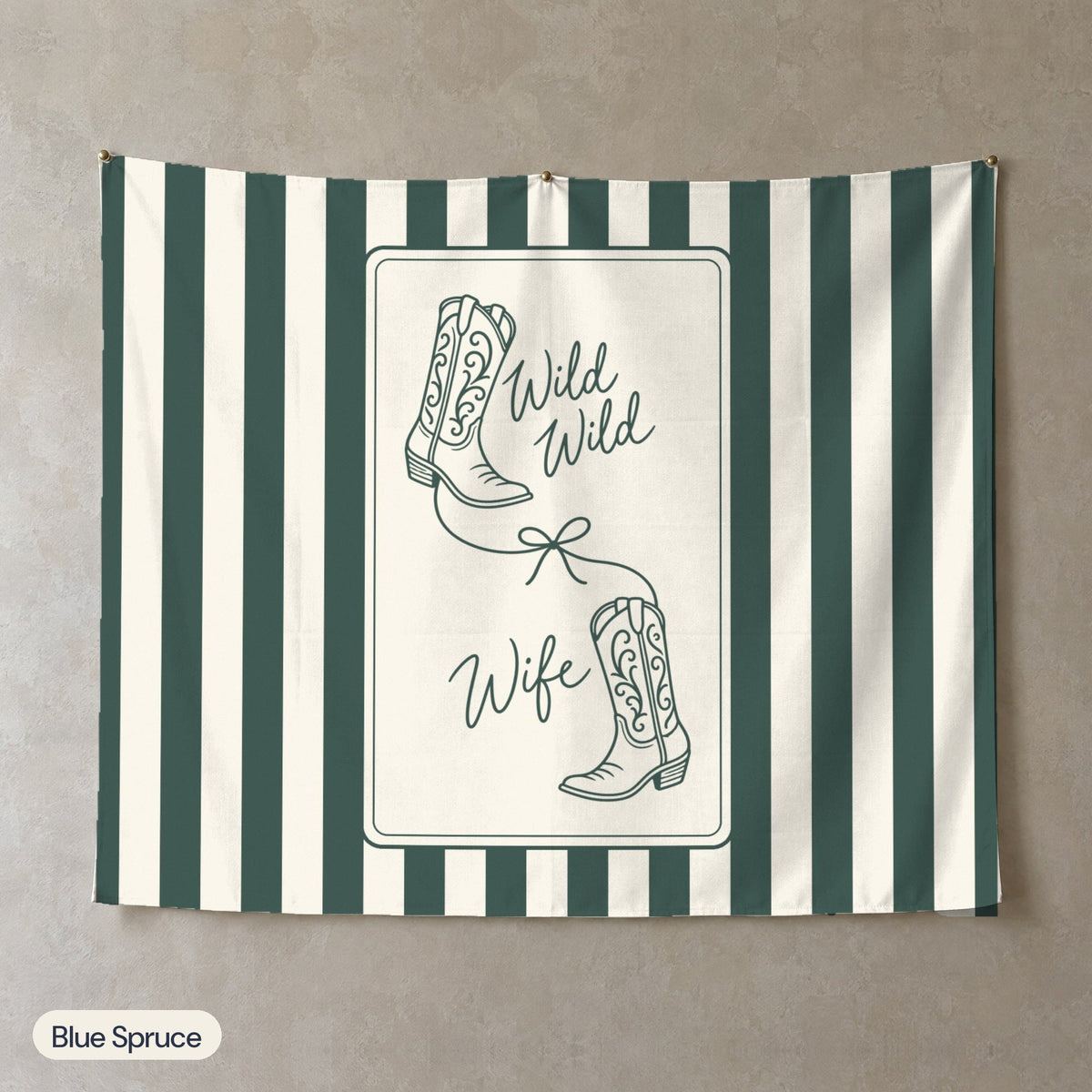 Wild Wild Wife personalized wall tapestry, Blue Spruce stripes
