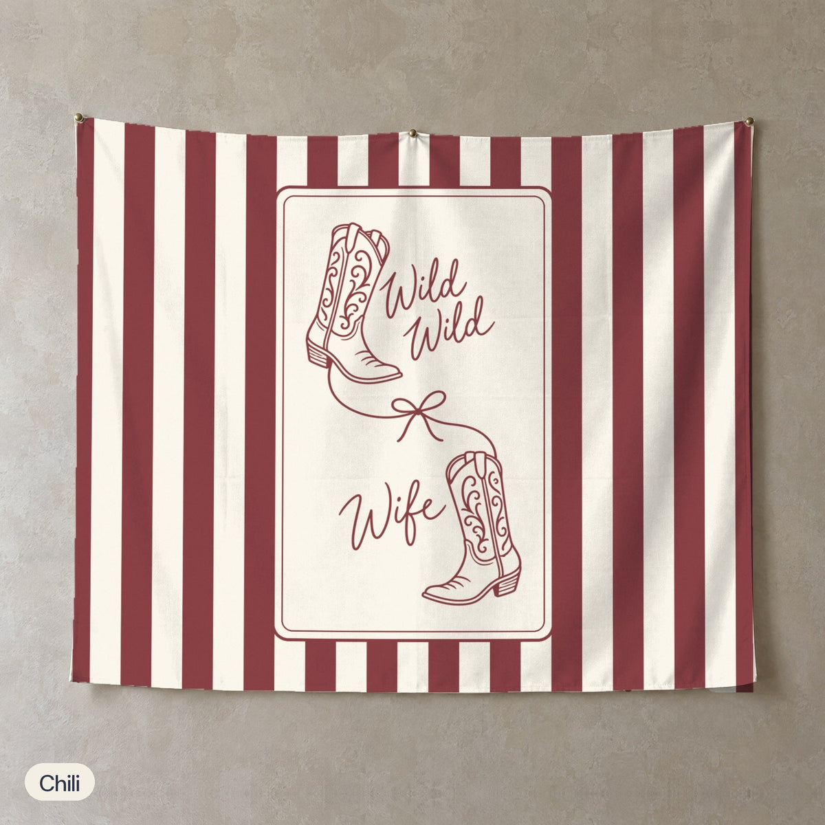 Wild Wild Wife personalized wall tapestry, Chili stripes