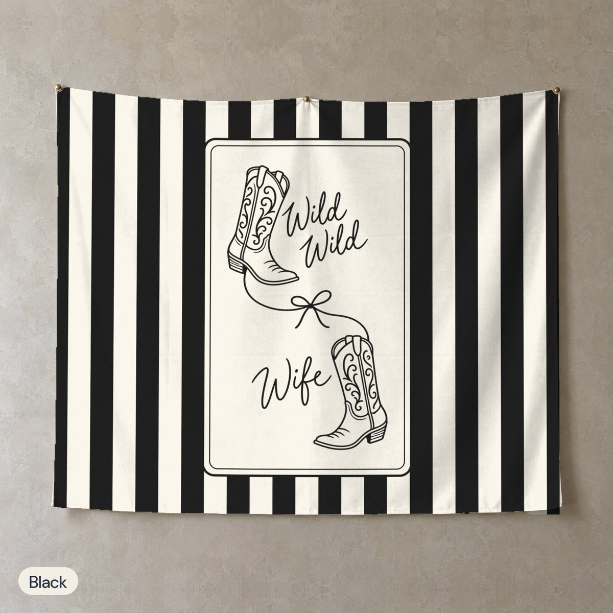 Wild Wild Wife personalized wall tapestry, Black stripes