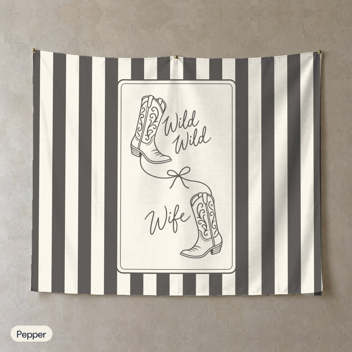 Wild Wild Wife personalized wall tapestry, Pepper stripes