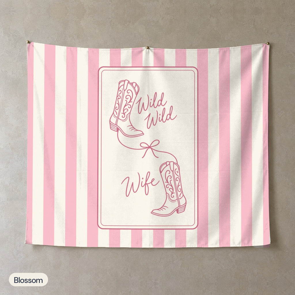 Wild Wild Wife personalized wall tapestry, Blossom stripes