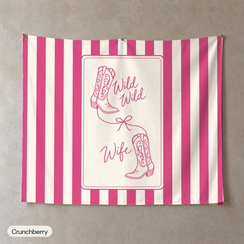 Wild Wild Wife personalized wall tapestry, Crunchberry stripes