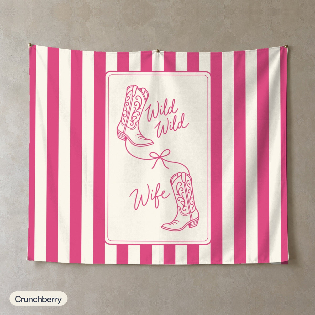 Wild Wild Wife personalized wall tapestry, Crunchberry stripes