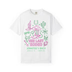 White t-shirt with "Her Last Rodeo" Nashville, TN, Summer 2026 graphic.