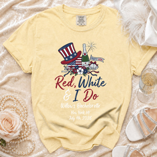 Red, White & I Do Celebration T-Shirt in Butter