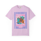T-shirt with "Her Last Rodeo" and "Jennifer's Bach" text, cowboy boots, and hat.
