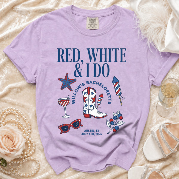 Red, White & I Do Bachelorette T-Shirt in Orchid