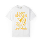 White t-shirt with "Last Splash" text, martini glass, shaker, and waves.