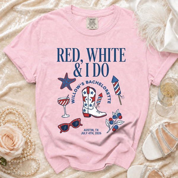 Red, White & I Do Bachelorette T-Shirt in Blossom