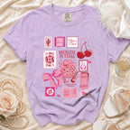 Purple Comfort Colors t-shirt with "Olivia's Bach Reckless in Texas" graphic.