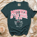 T-shirt with "Mother of the Bride to be" text and ghost graphic.