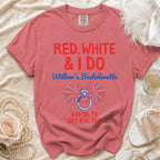 Red, White & I Do Willow's Bachelorette shirt in Austin, TX July 4th, 2026.