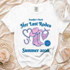 White t-shirt for "Jennifer's Bach: Her Last Rodeo, Nashville, TN Summer 2026."