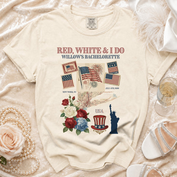 Red, White & I Do Celebration T-shirt in Ivory