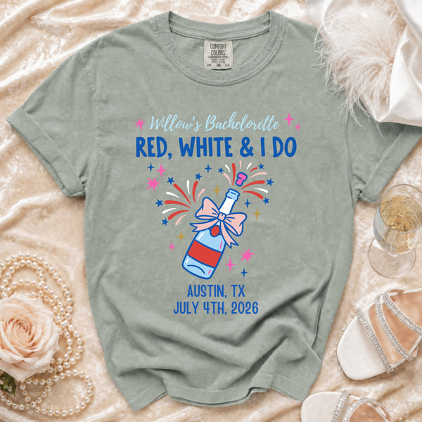 Willow's Bachelorette: Red, White & I Do T-Shirt in Bay