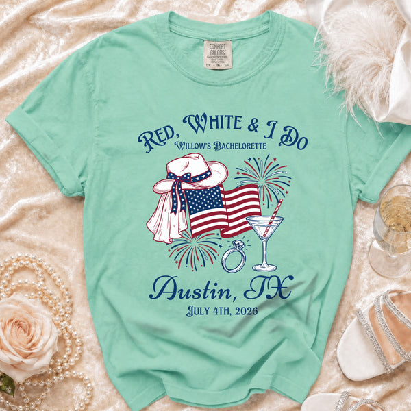 Red, White & I Do Celebration T-Shirt in Island Reef