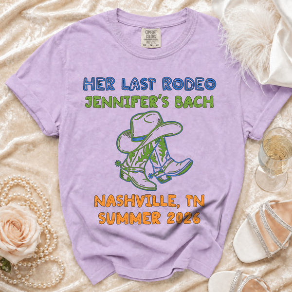 Her Last Rodeo Bachelorette T-Shirt in Orchid
