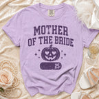 Purple t-shirt with "MOTHER OF THE BRIDE" and a pumpkin graphic.