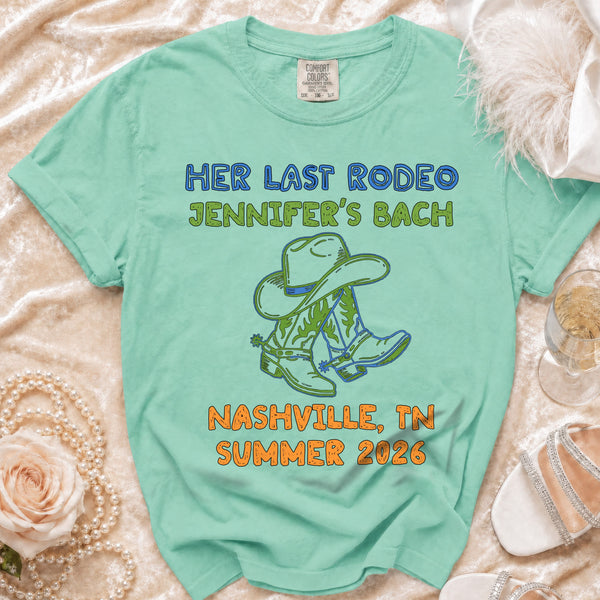 Her Last Rodeo Bachelorette T-Shirt in Island Reef
