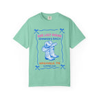 Mint green t-shirt with "Her Last Rodeo Jennifer's Bach Nashville, TN Summer 2026" and cowboy boots.