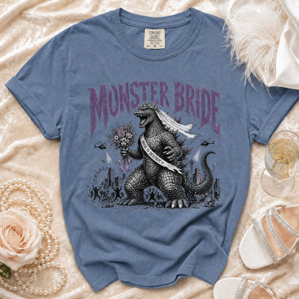 Monster Bridezilla Mayhem T-shirt in Blue Jean