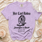 Lavender t-shirt with "Her Last Rodeo" and "Jennifer's Bach Nashville, TN Summer 2026."
