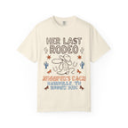 Cream t-shirt with "Her Last Rodeo" Nashville, TN Summer 2026 graphic.