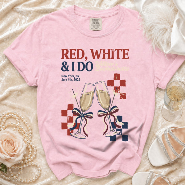 Red, White & I Do Bachelorette T-Shirt in Blossom