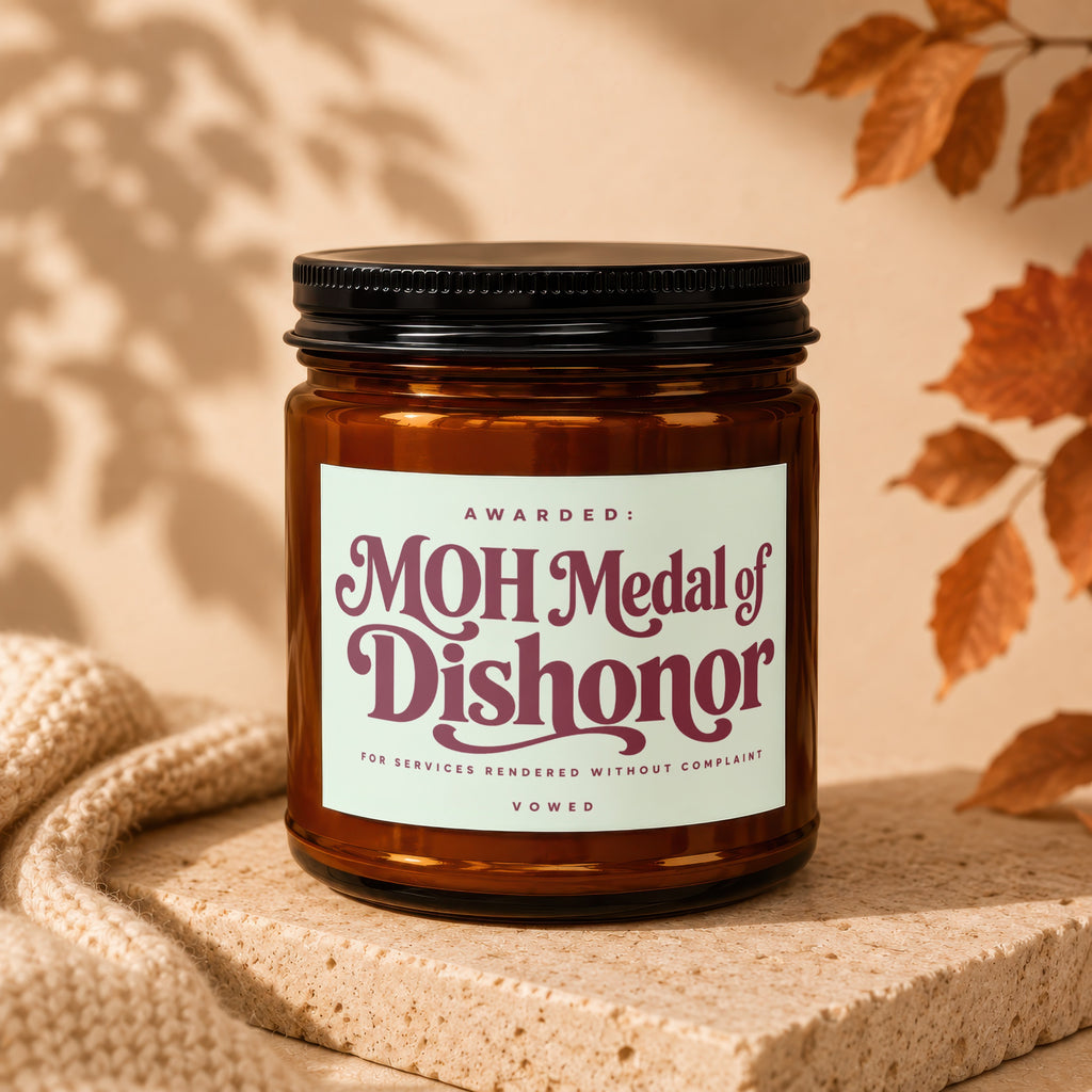 Candle with "MOH Medal of Dishonor" text and "Vowed" at bottom.