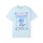 Light blue t-shirt with "Her Last Rodeo" cowboy boots, Nashville, TN, Summer 2026.