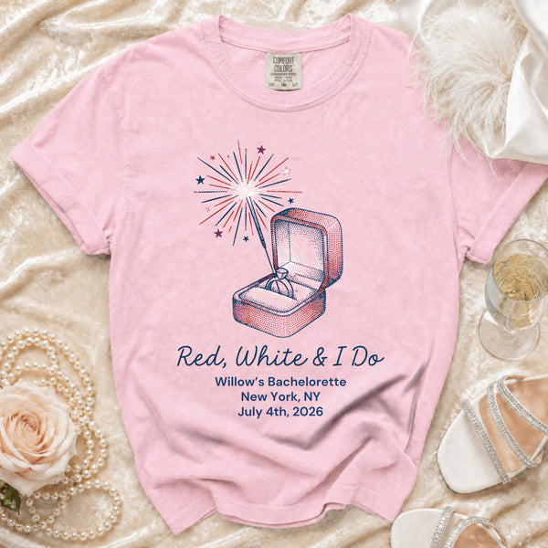 Red, White & I Do Bachelorette T-Shirt in Blossom