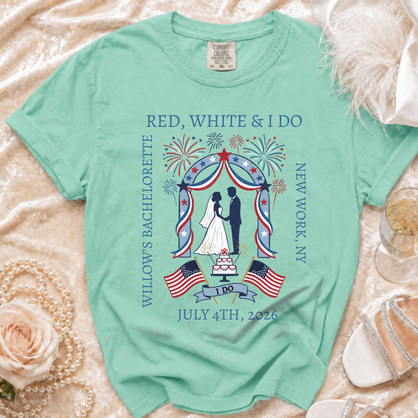 Red, White & I Do Bachelorette T-Shirt in Island Reef