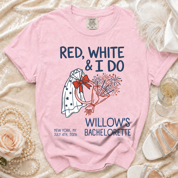 Red, White & I Do Bachelorette T-Shirt in Blossom