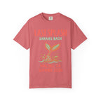 Coral t-shirt with "Last Splash Sarah's Bach Malibu, CA Summer 2026" and a mermaid tail graphic.