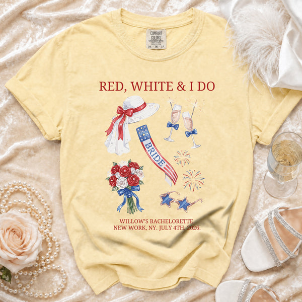 Red, White & I Do Bachelorette T-Shirt in Butter