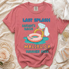 "Last Splash Sarah's Bach Malibu, CA Summer 2026" t-shirt with floral and ring graphic.