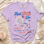 Red, White & Do Bachelorette shirt with fireworks and ring.