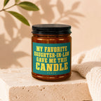 Candle with text "My Favorite Daughter-in-Law Gave Me This Candle"